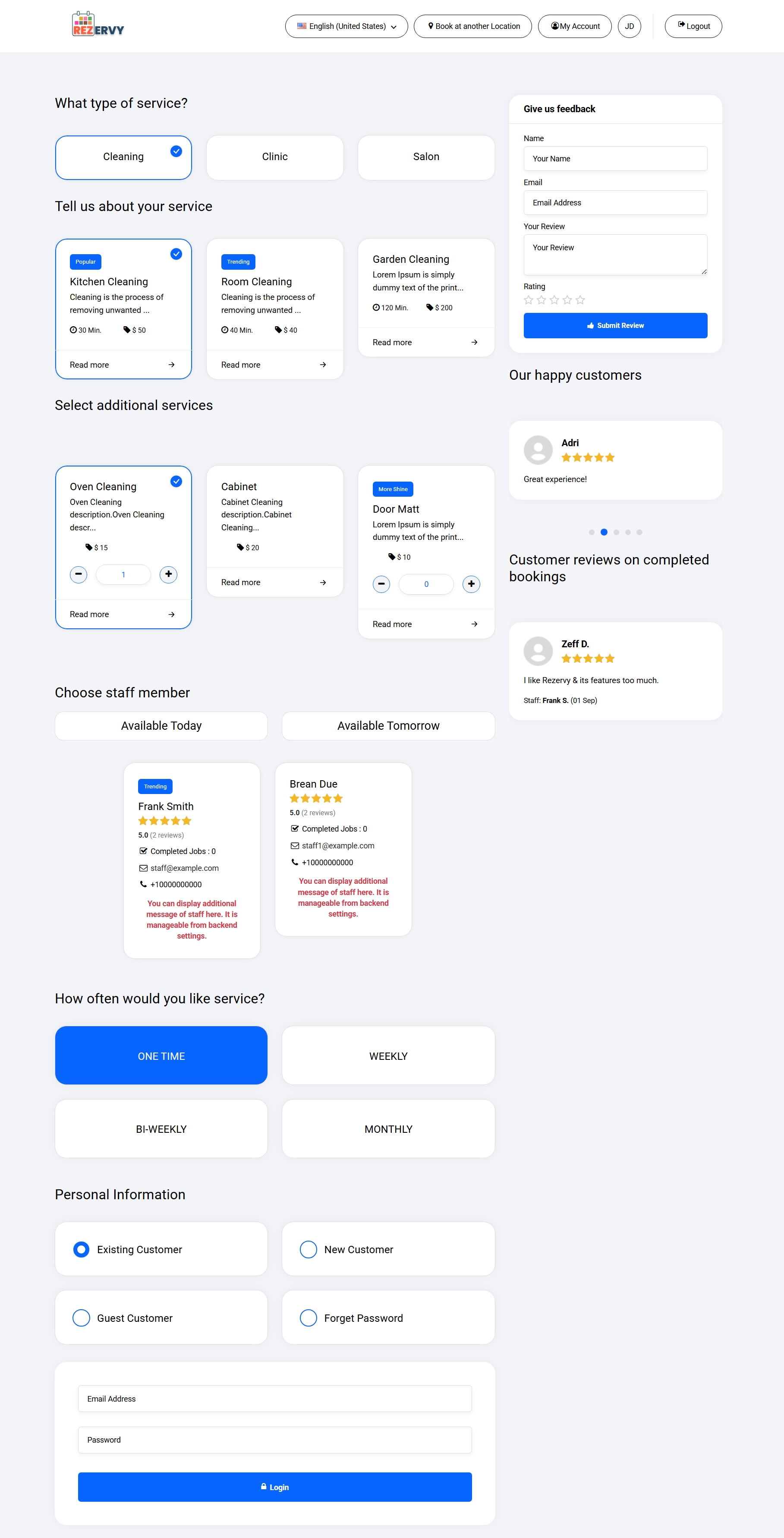 Minimal booking form without images – fast Rezervy setup